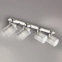 EGLO Plafonnier Villabate Avec 4 Abat-jour Tissu Gris