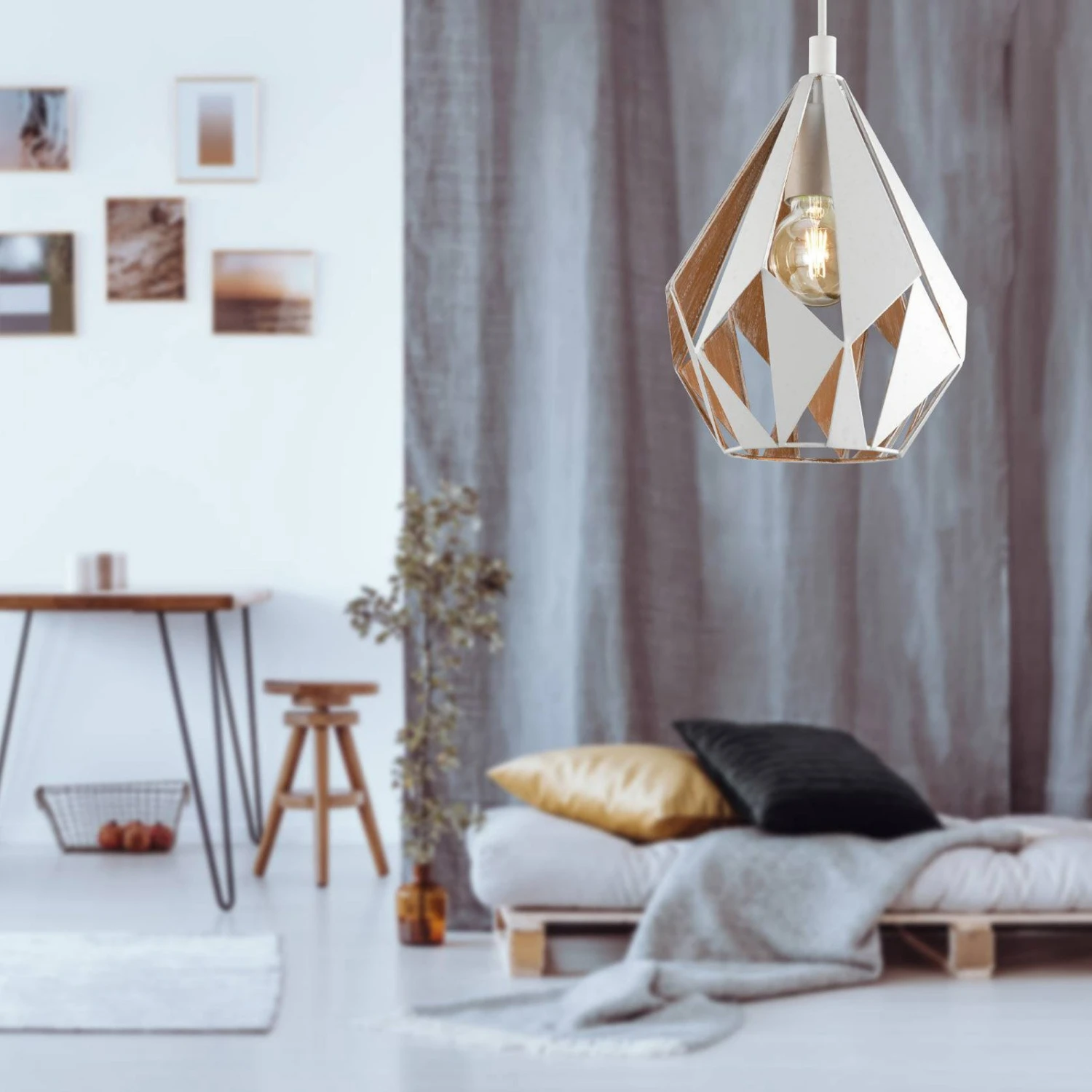 EGLO Suspension Carlton 1 Blanche-dorée, Ø 20,5 cm 4 EGLO Suspension Carlton 1 Blanche-dorée, Ø 20,5 cm – Image 2