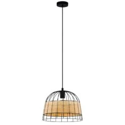 EGLO Suspension Anwick En Acier/rotin, Ø 37 cm 5 EGLO Suspension Anwick En Acier/rotin, Ø 37 cm -Luminaire 3032592 1