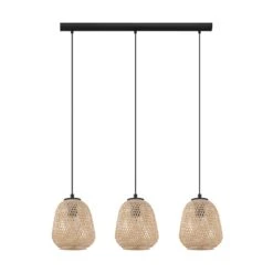 EGLO Suspension Dembleby à 3 Lampes, Naturel