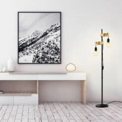 EGLO Lampadaire Townshend à 2 lampes. Noir/bois Clair -Luminaire 3032802 2