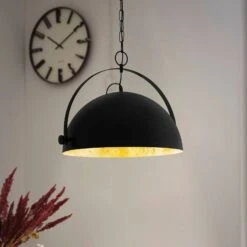 EGLO Suspension Covaleda En Tissu, Noire/dorée