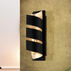 EGLO Applique Elizondo, Torsadée, Noire/dorée