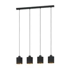 EGLO Suspension Esteperra, Noire/dorée à 4 Lampes