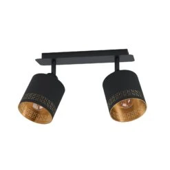 EGLO Plafonnier Esteperra, Noir/doré, à 2 Lampes