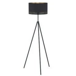 EGLO Lampadaire Esteperra, Trépied, Noir/doré -Luminaire 3032831 2