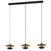 EGLO Suspension LED Nuvano, Trois Lampes, Noir/doré -Luminaire 3032839