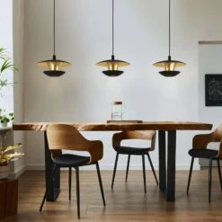 EGLO Suspension LED Nuvano, Trois Lampes, Noir/doré 8 EGLO Suspension LED Nuvano, Trois Lampes, Noir/doré -Luminaire 3032839 2