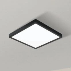 EGLO Plafonnier LED Fueva 5, IP20 Noir 21x21 cm