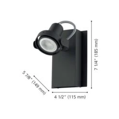 Applique Murale Moderne Et Contemporaine à 1 lumière Novorio 1 Par Eglo De 4,5 po, Noir -Luminaire 331021423 AlternateImage2 l