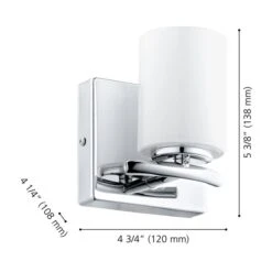 Applique Murale Moderne Et Contemporaine à 1 lumière Abete Par Eglo De 4,75 po, Chrome -Luminaire 331021441 AlternateImage3 l