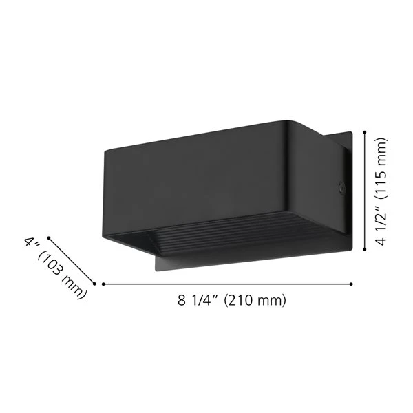 Applique Murale Moderne Et Contemporaine à 1 lumière DEL Sania 3 Par Eglo De 8,25 po, Noir Mat 5 Applique Murale Moderne Et Contemporaine à 1 lumière DEL Sania 3 Par Eglo De 8,25 po, Noir Mat – Image 3