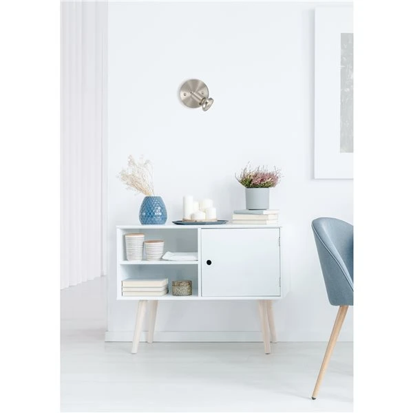 Applique Murale Moderne Et Contemporaine à 1 lumière Buzz Par Eglo De 4,5 po, Nickel Mat 4 Applique Murale Moderne Et Contemporaine à 1 lumière Buzz Par Eglo De 4,5 po, Nickel Mat – Image 2