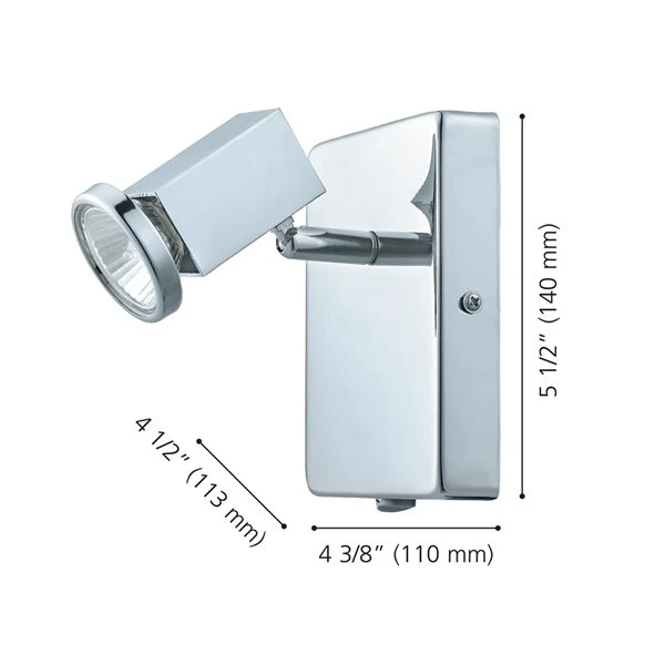 Applique Murale Moderne Et Contemporaine à 1 lumière Zabella Par Eglo De 4,5 po, Chrome 5 Applique Murale Moderne Et Contemporaine à 1 lumière Zabella Par Eglo De 4,5 po, Chrome – Image 3