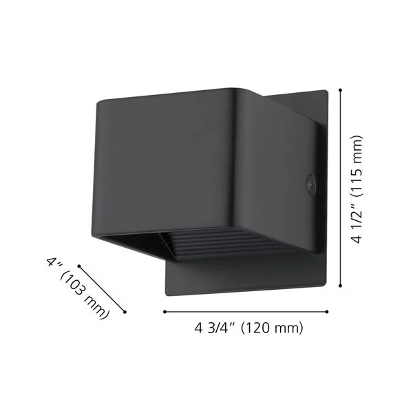 Applique Murale Moderne Et Contemporaine à 1 lumière DEL Sania 3 Par Eglo De 4,75 po, Noir Mat 6 Applique Murale Moderne Et Contemporaine à 1 lumière DEL Sania 3 Par Eglo De 4,75 po, Noir Mat – Image 4