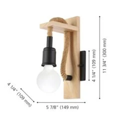 Applique Murale De Style Côtier à 1 lumière Rampside Par Eglo De 4,25 po, Bois Et Noir -Luminaire 331021623 AlternateImage2 l