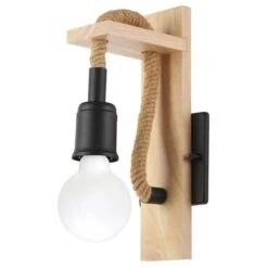 Applique Murale De Style Côtier à 1 lumière Rampside Par Eglo De 4,25 po, Bois Et Noir -Luminaire 331021623 AlternateImage3 l