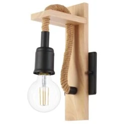 Applique Murale De Style Côtier à 1 lumière Rampside Par Eglo De 4,25 po, Bois Et Noir