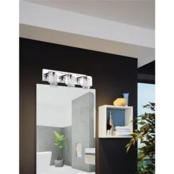 Luminaire Pour Meuble-lavabo En Chrome Et En Cristal à 3 Lumières Kissling Par EGLO De 25,25 Po -Luminaire 332003423 AlternateImage2 l